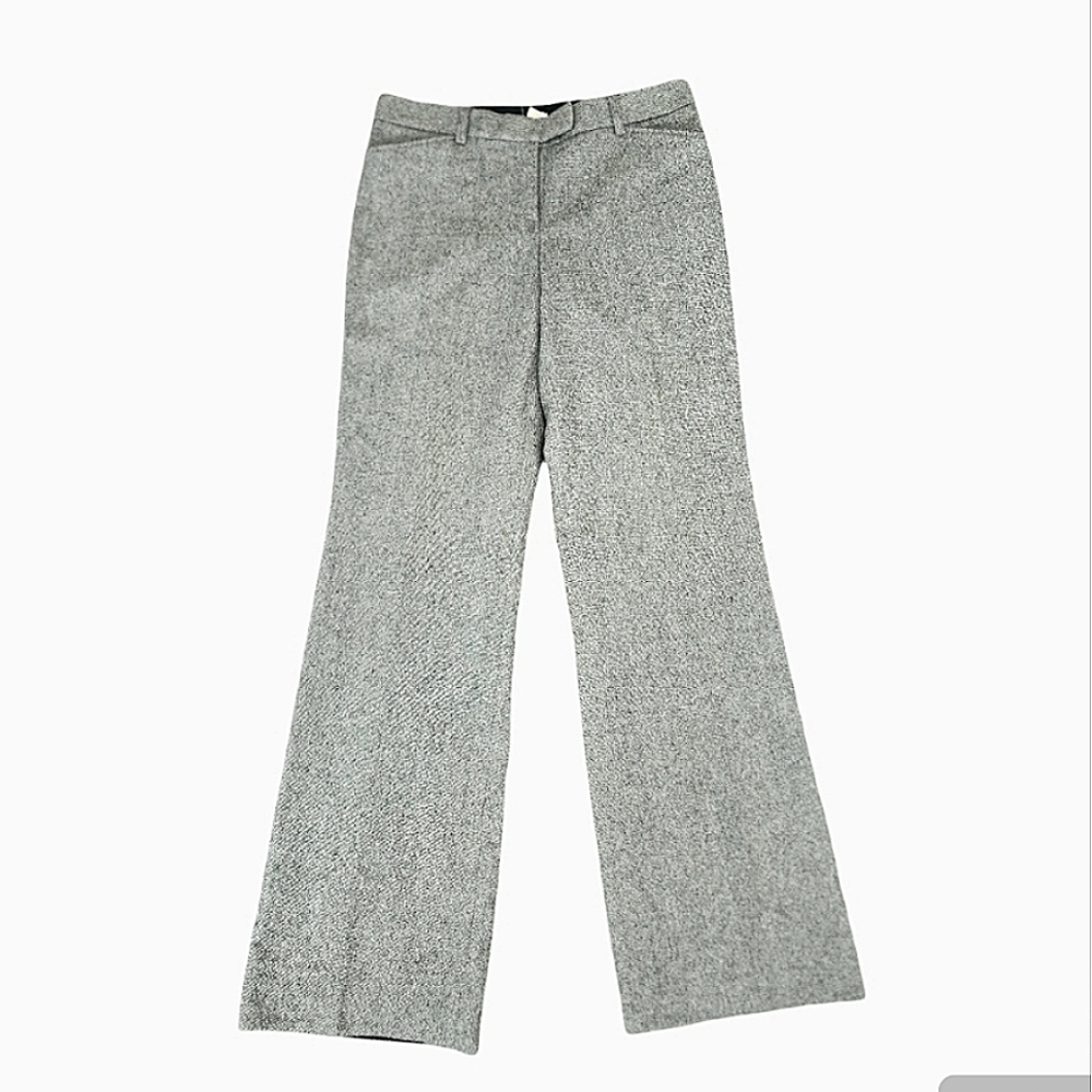 J. Crew Tweed Wool Blend Wide Leg Ankle Trousers Light Gray 30×32